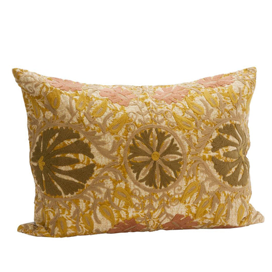 Housse de coussin brodée SUZANE 50x70 aux coloris chauds