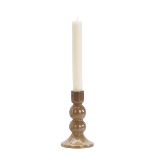 Bougeoir en verre FLORIA teinte taupe