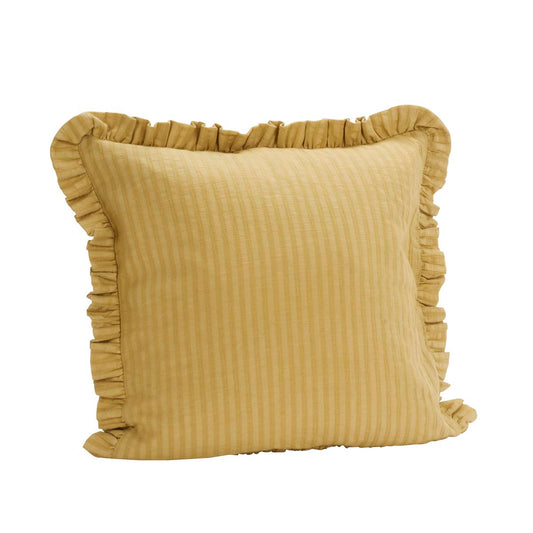 Housse de coussin uni à volants LOUISE jaune pâle 50x50