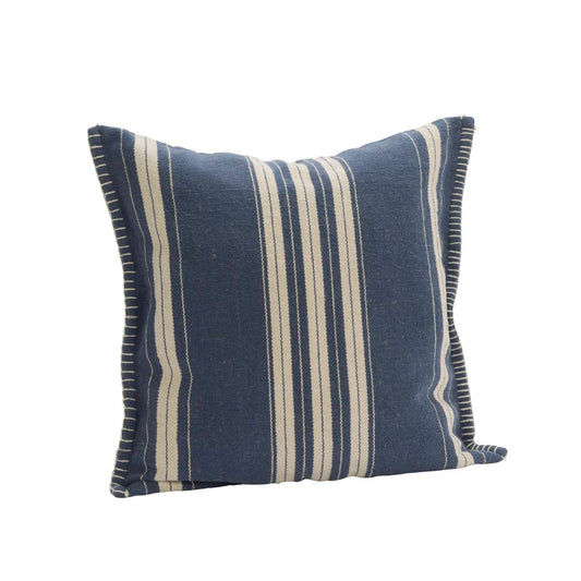 Housse de coussin rayée bleu marine et blanc YOLAINE 50x50