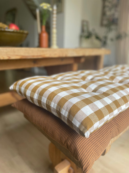 Matelas vichy ANNA 45x125 caramel et blanc