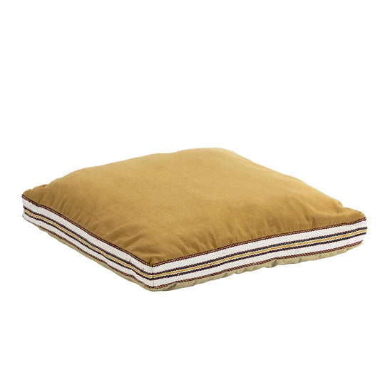 Coussin d'assise bicolore en coton CHARLIE 50x50 moutarde et sable