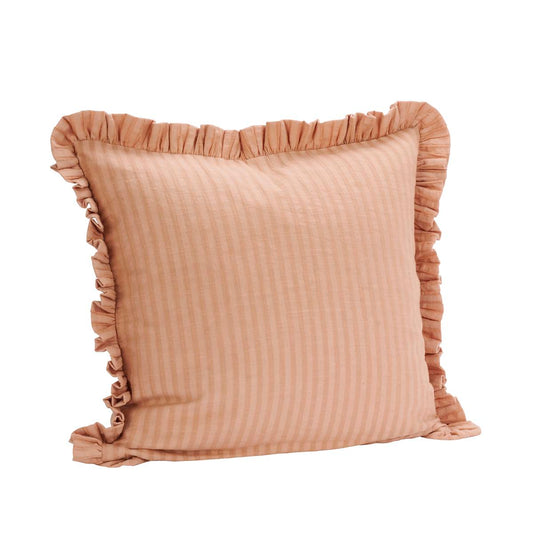 Housse de coussin uni à volants LOUISE rose pâle 50x50