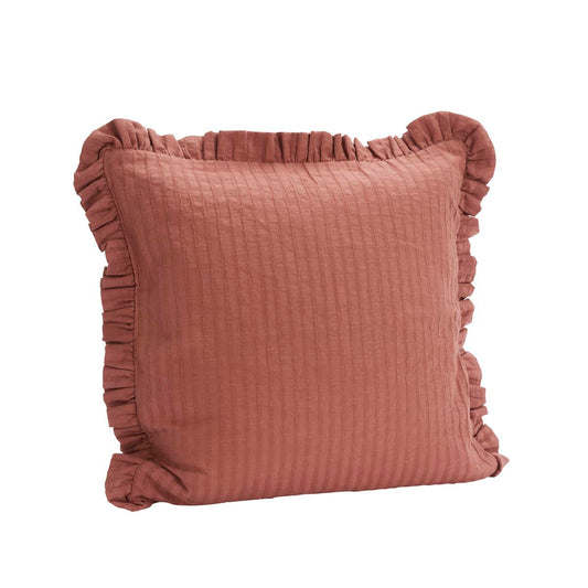 Housse de coussin uni à volants LOUISE terracotta  50x50